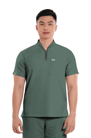 Luxe® Custom Fit Half Zipped Men Scrub Top