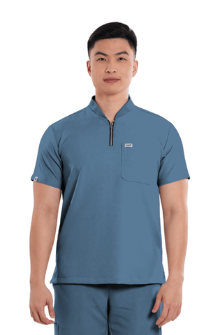 Luxe® Custom Fit Half Zipped Men Scrub Top