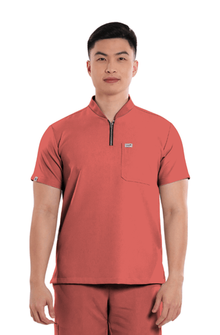 Luxe® Custom Fit Half Zipped Men Scrub Top